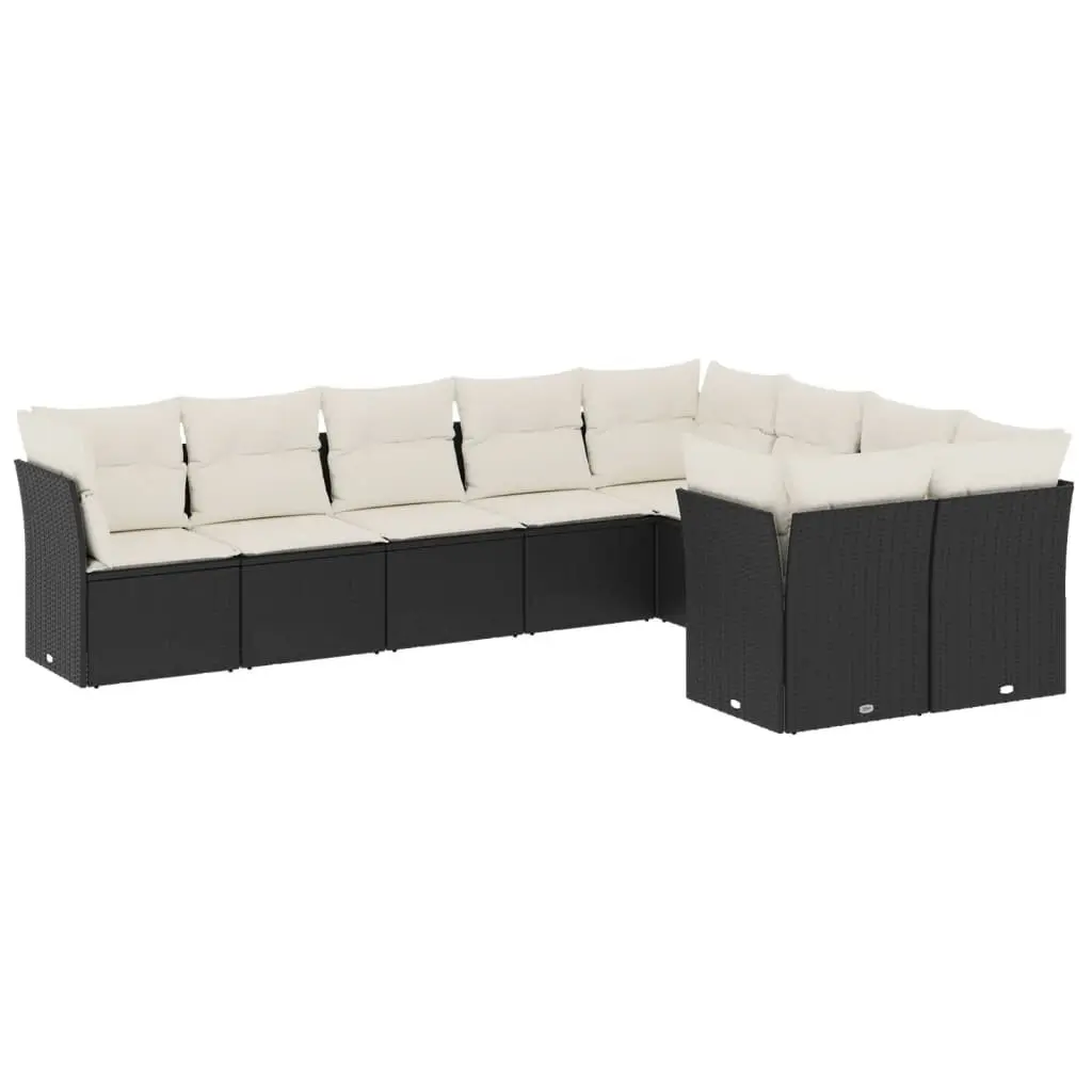 Black Modular 9 Piece Garden Sofa Set for Outdoor Use