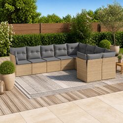 Durable 9 Piece Outdoor Garden Sofa Set with Cushions