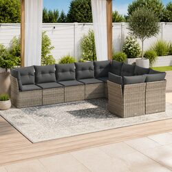 Premium 9 Piece Grey Poly Rattan Outdoor Sofa Set