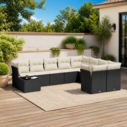 Premium Garden Sofa Set 10 Piece Outdoor Black Rattan