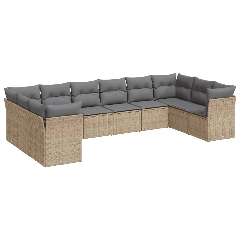 Beige Modular Garden Sofa Set 10-Piece Outdoor Furniture