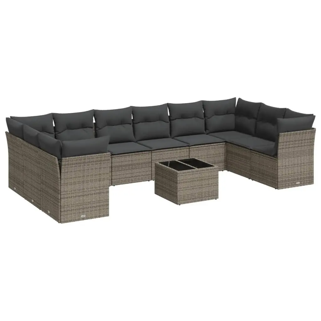 Garden Sofa Set PE Poly Rattan 11 Piece Modular Outdoor Furniture Grey