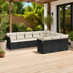 Stylish 10 Piece Black Modular Garden Sofa Set