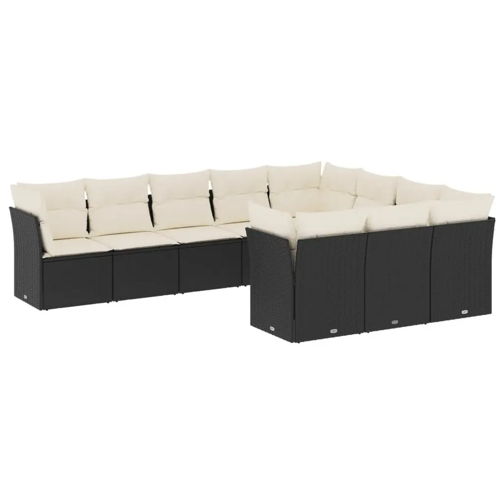 10 Piece Black Modular Garden Sofa Set