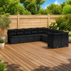 Premium 10-Piece Modular Garden Sofa Set in Black