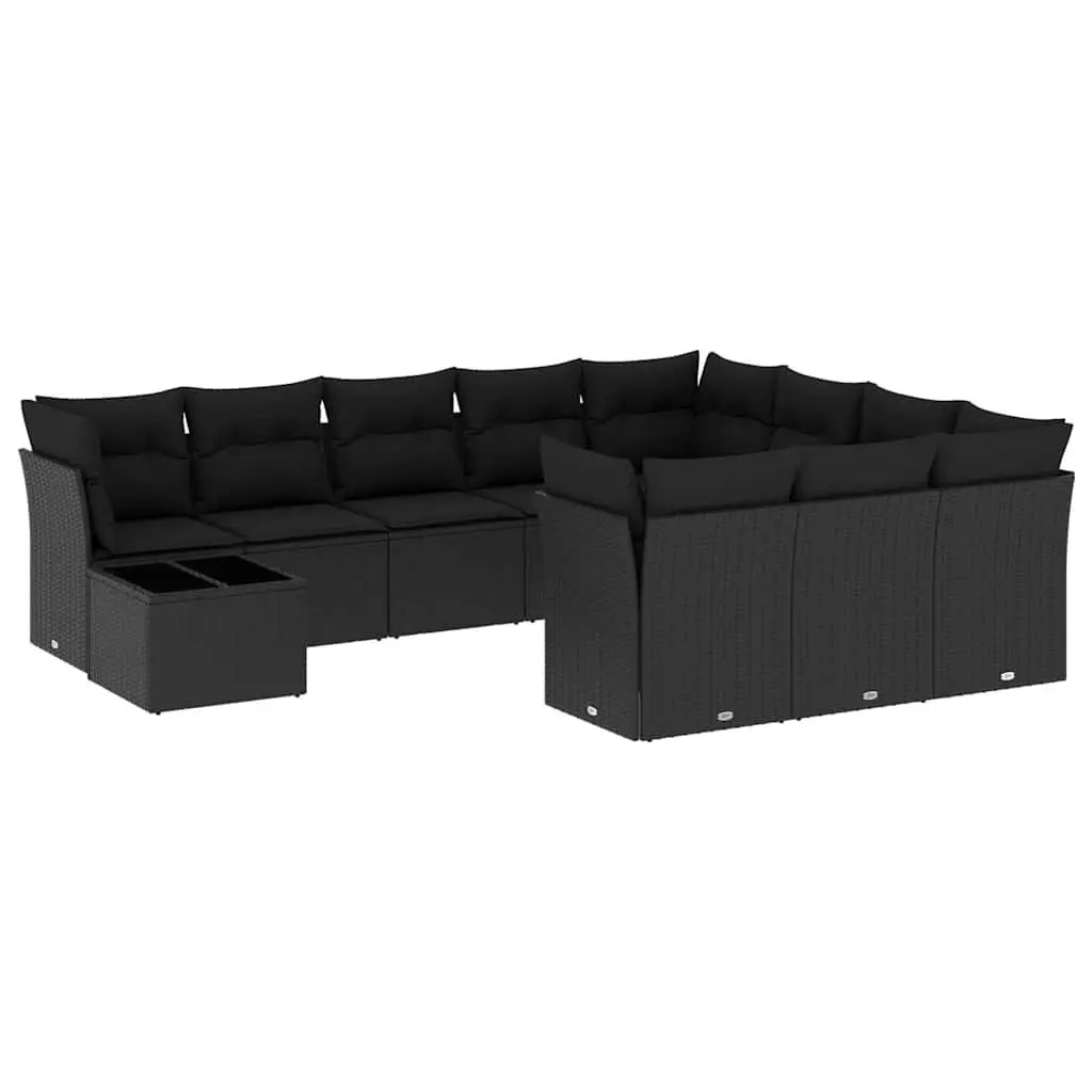 11-Piece Garden Sofa Set with Cushions in Black