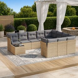 Premium Outdoor Garden Sofa Set 11 Pieces in Beige