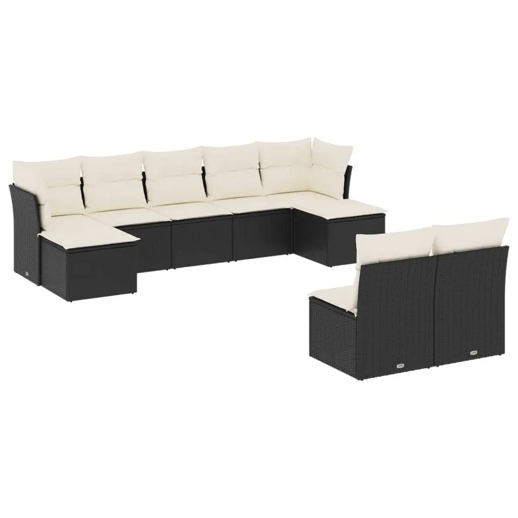 Garden Sofa Set PE Rattan 9 Piece Outdoor Furniture Patio Seating Black