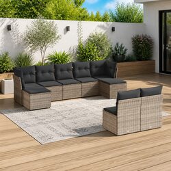 Premium 9-Piece Modular Garden Sofa Set in Grey