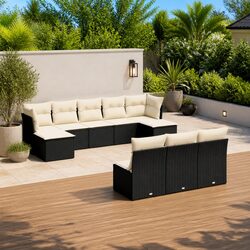 Sturdy 10 Piece Modular Garden Sofa Set with Cushions