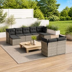 Durable 9 Piece Modular Garden Sofa Set in Grey