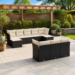 Premium 10-Piece Modular Black Patio Sofa Set