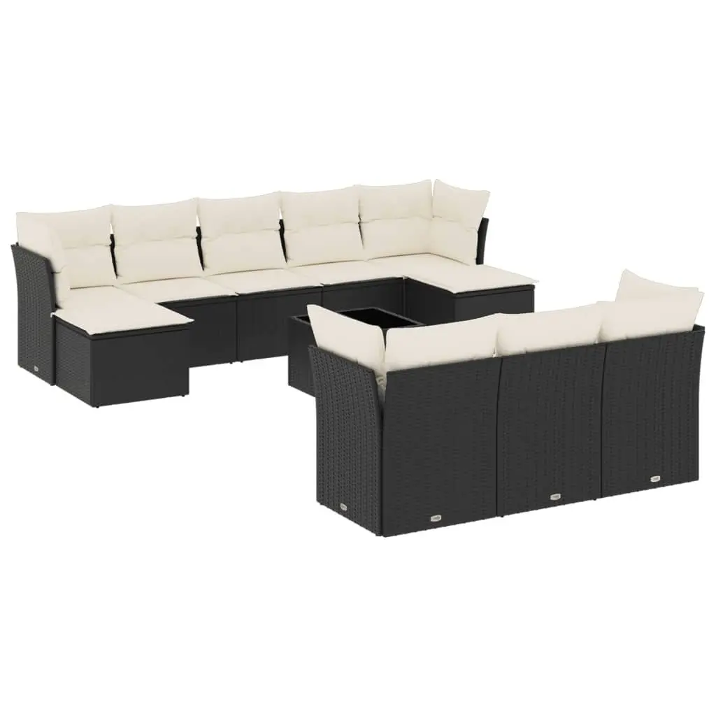 11-Piece Black Rattan Garden Sofa Set
