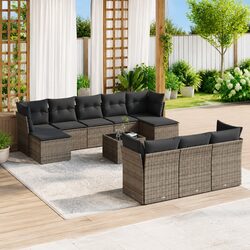 Premium 11 Piece Grey Poly Rattan Garden Sofa Set