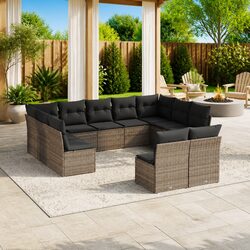 Premium Grey Poly Rattan 11 Piece Garden Sofa Set