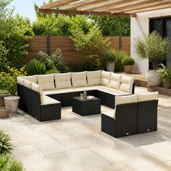 Premium 12 Piece Modular Black Rattan Garden Sofa Set