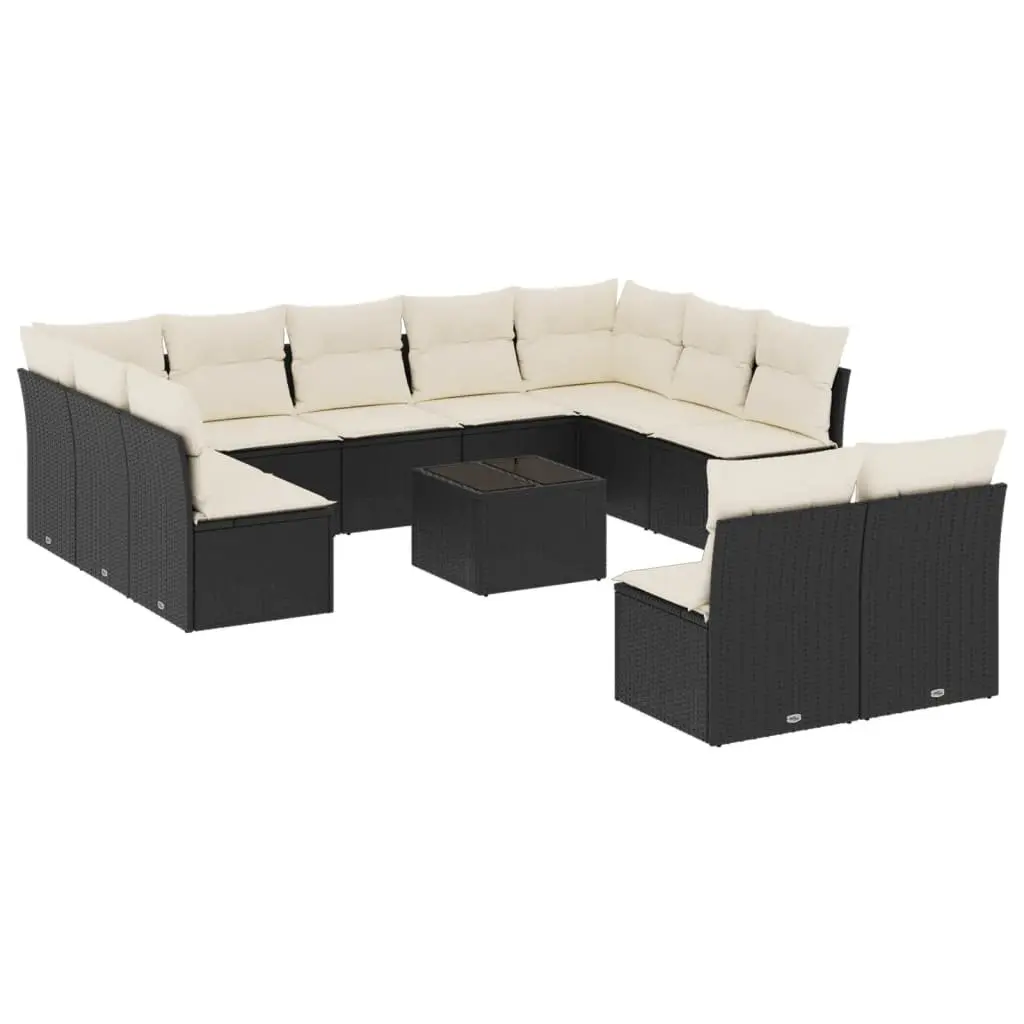 12 Piece Modular Black Rattan Garden Sofa Set