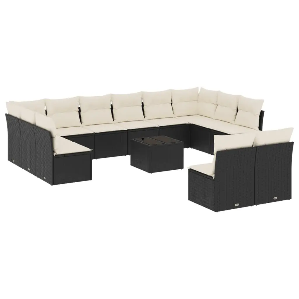 13 Piece Modular Garden Sofa Set in Black