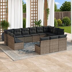Premium Grey Modular Garden Sofa Set - 13 Piece Outdoor Furniture