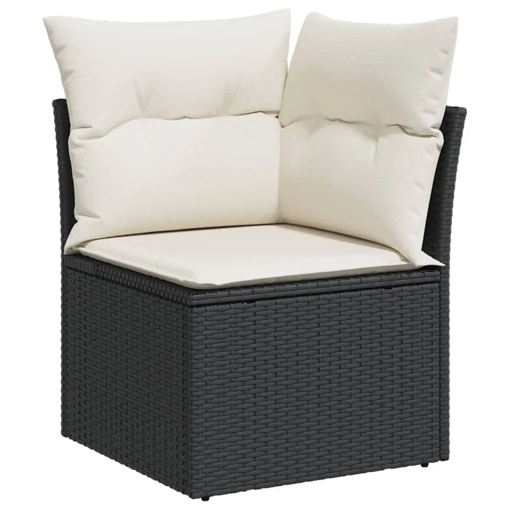 11 Piece Black Poly Rattan Garden Sofa Set