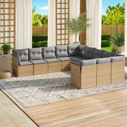 Premium 11 Piece Outdoor Garden Sofa Set with Cushions