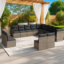 Premium Garden Sofa Set 12 Piece Outdoor Furniture Grey