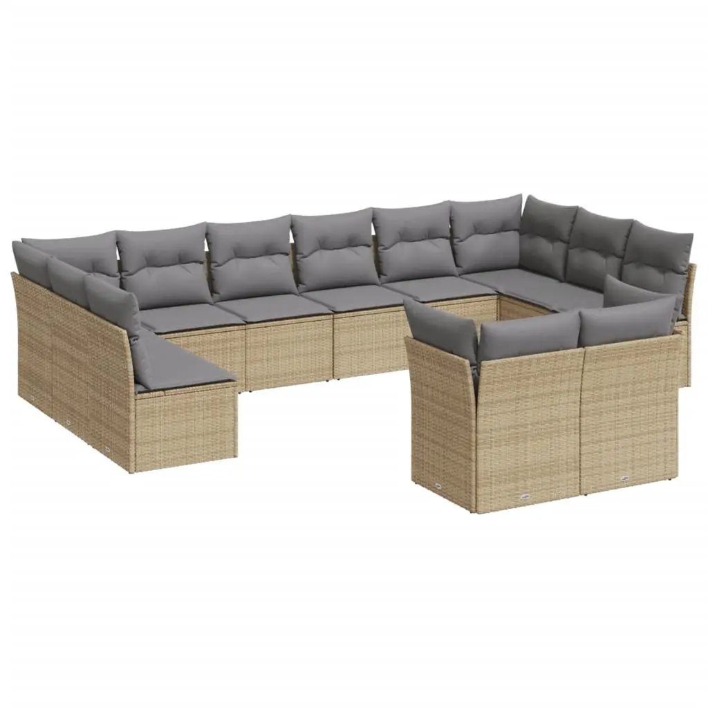 Modular Patio Sofa Set 12 Piece with Beige Cushions