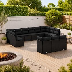 Black Modular Garden Sofa Set 13 Piece Outdoor Furniture