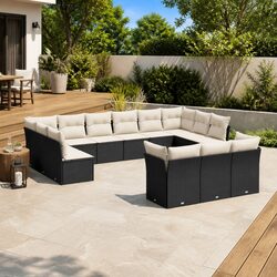 Premium Modular 13 Piece Garden Sofa Set in Black