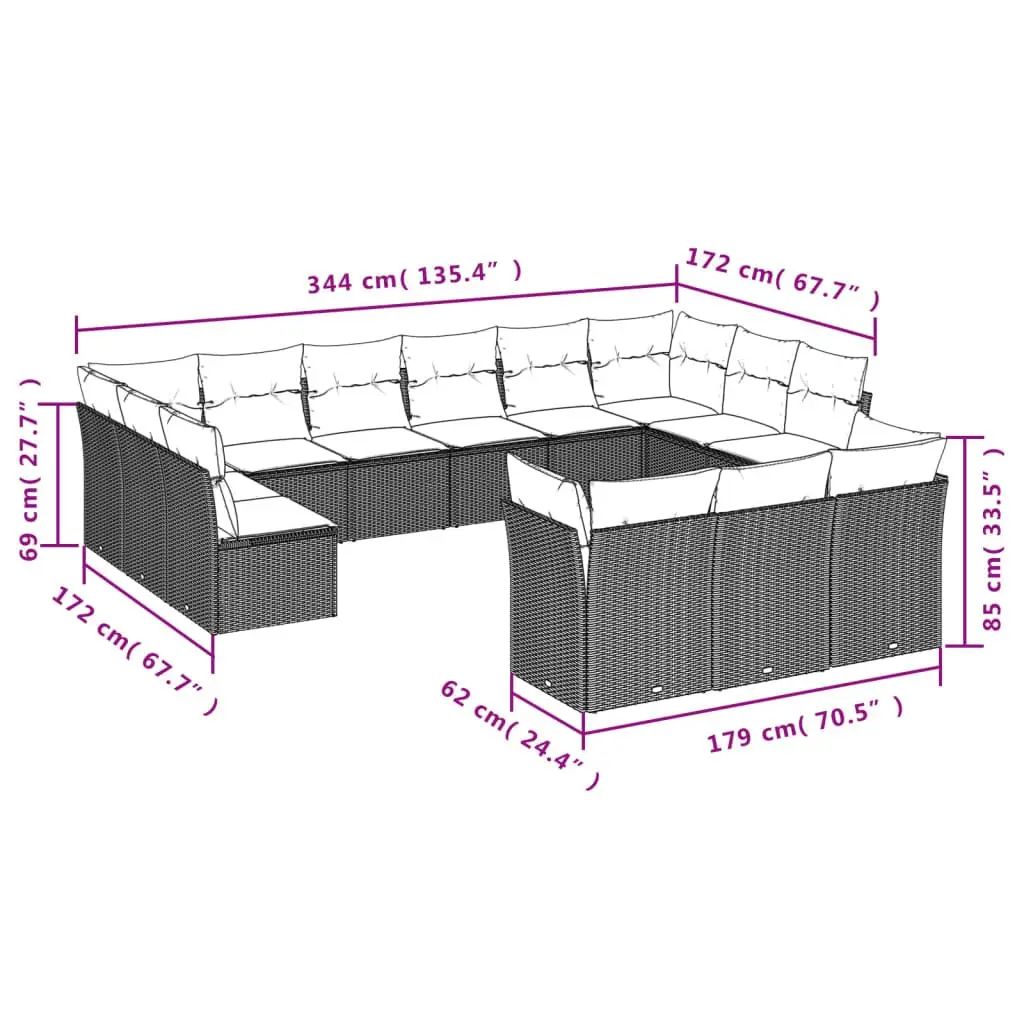 Modular 13 Piece Garden Sofa Set in Black