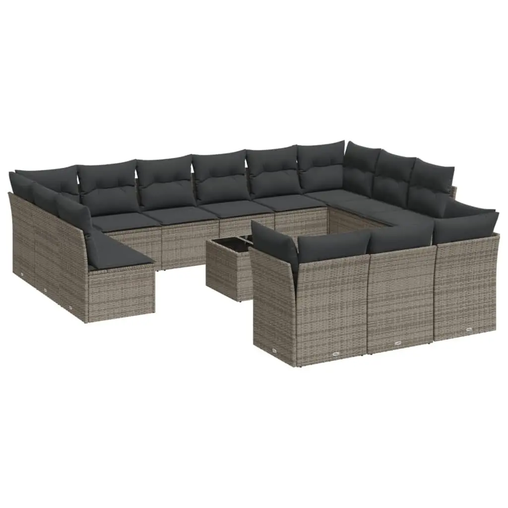 14 Piece Grey Rattan Garden Sofa Set