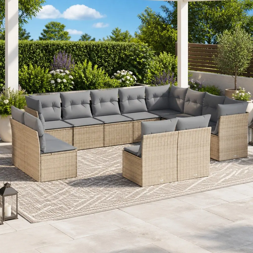 12-Piece Garden Sofa Set with Beige Cushions