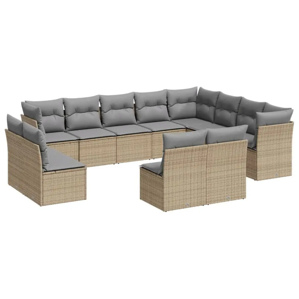 12-Piece Garden Sofa Set with Beige Cushions