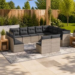 Durable 12 Piece Modular Garden Sofa Set with Cushions