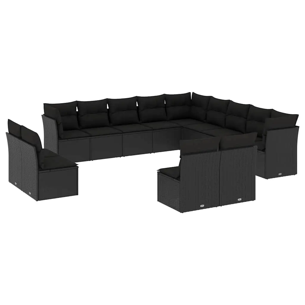 Garden Sofa Set PE Rattan 13 Piece Outdoor Furniture Black Patio Lounge
