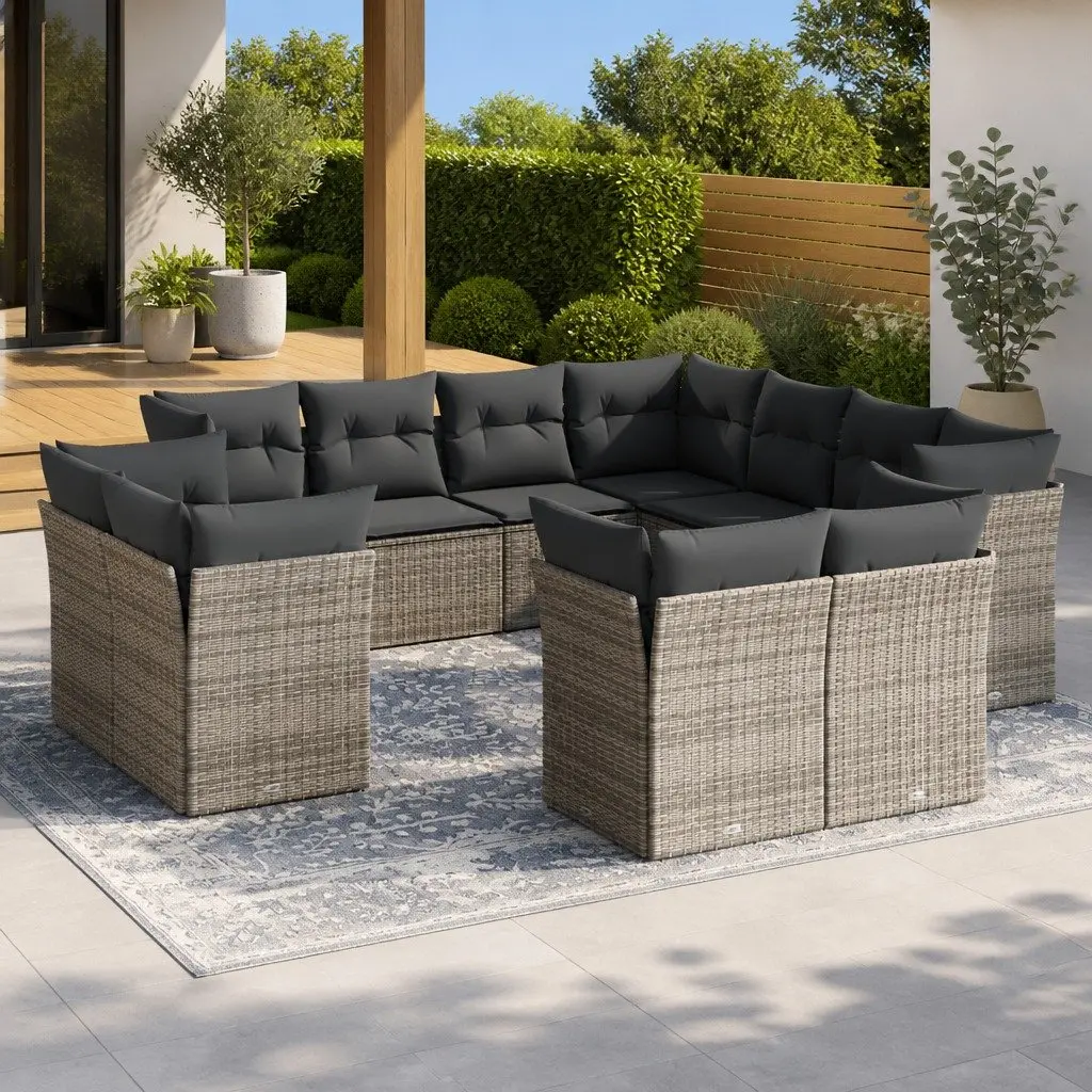 Grey Modular 11-Piece Garden Sofa Set for Outdoor Use