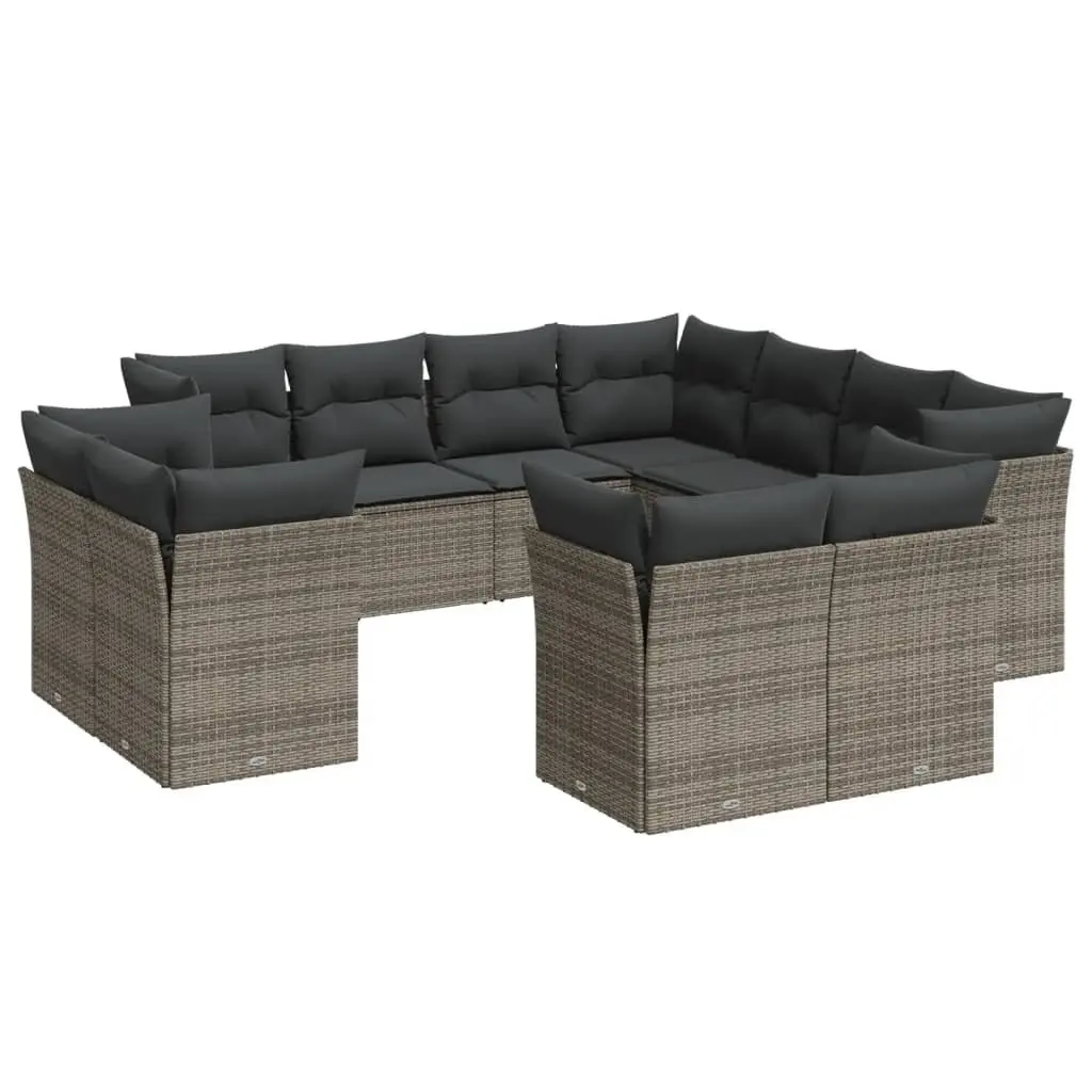 Grey Modular 11-Piece Garden Sofa Set for Outdoor Use