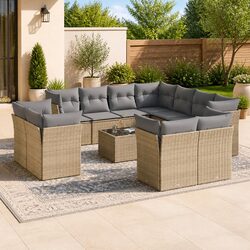 Beige Outdoor Garden Sofa Set 12 Piece Modular Lounge