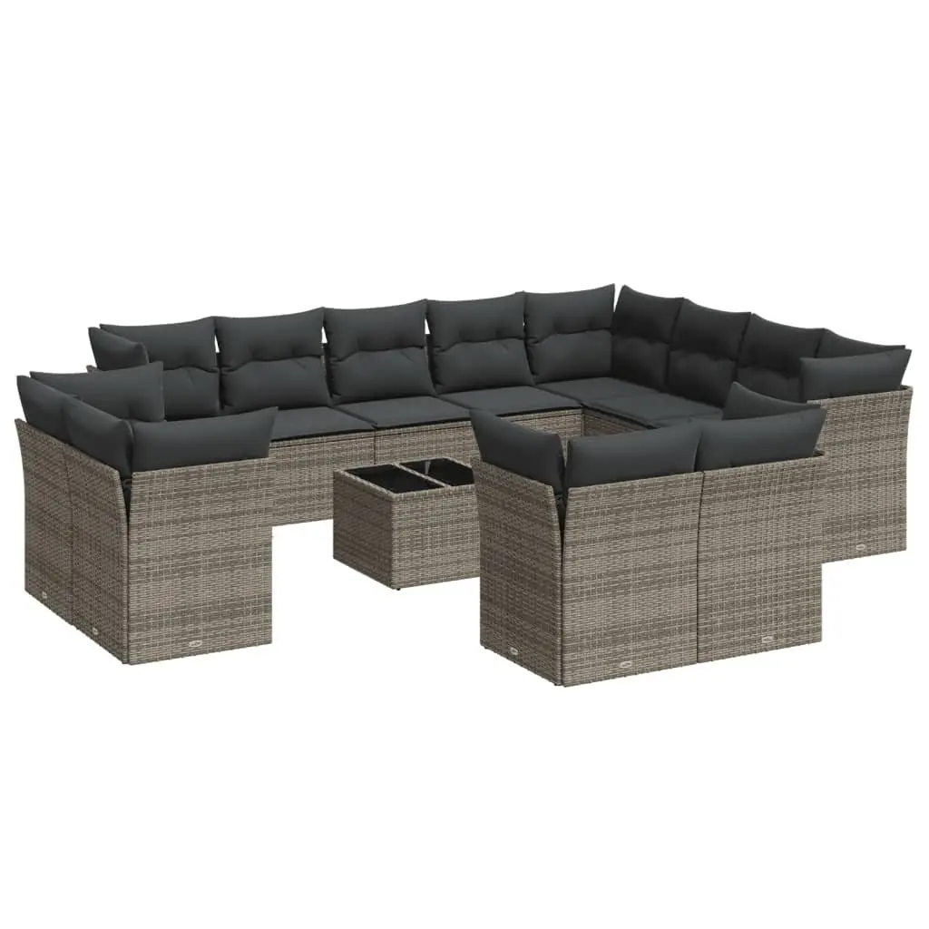 13-Piece Garden Sofa Set in Grey Poly Rattan
