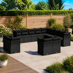 Premium Black Outdoor Sofa Set – 13 Piece Modular Furniture