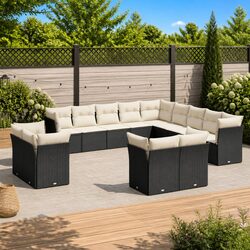 Premium 13-Piece Modular Garden Sofa Set in Black