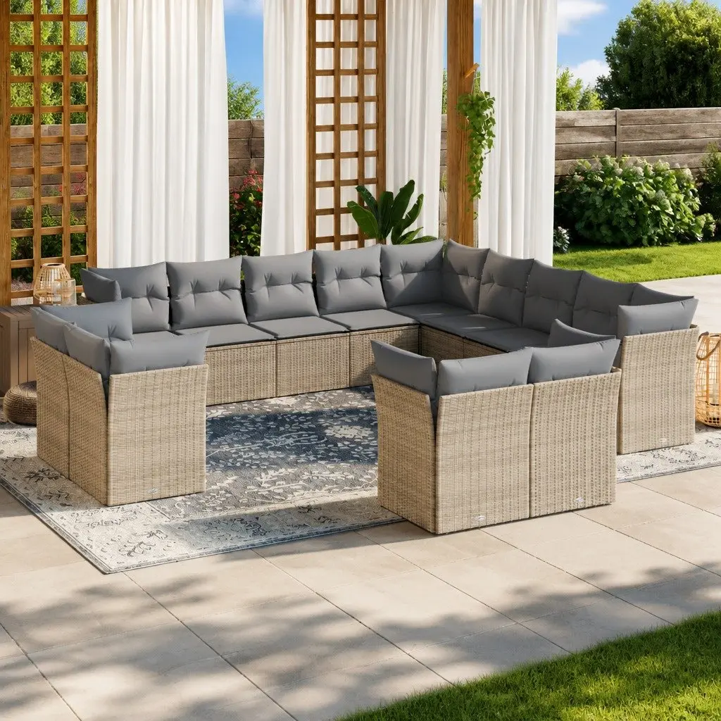 Modular Outdoor Garden Sofa Set 13 Pieces Beige