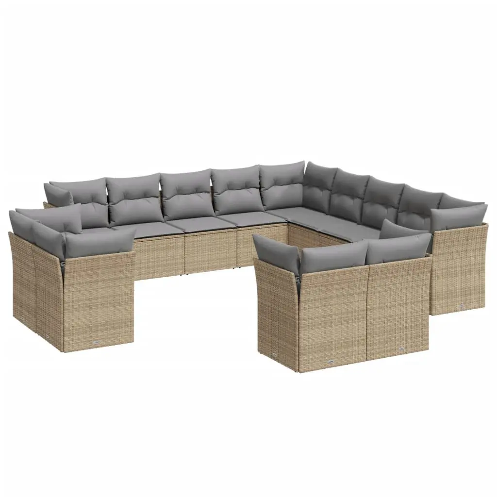 Modular Outdoor Garden Sofa Set 13 Pieces Beige