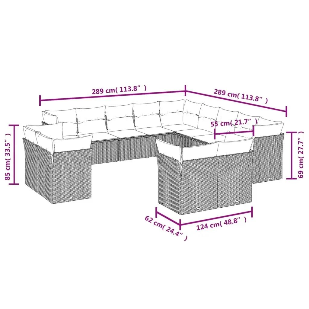 Modular Outdoor Garden Sofa Set 13 Pieces Beige