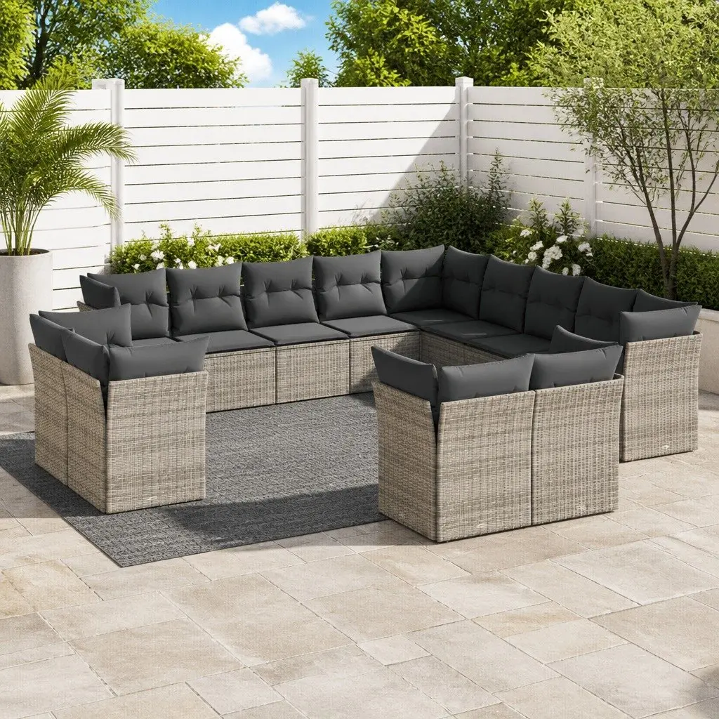 13 Piece Grey Garden Sofa Set for Outdoor Spaces