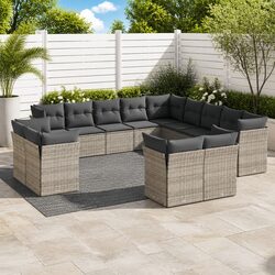 Durable 13 Piece Grey Garden Sofa Set for Outdoor Spaces