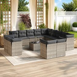 Modular Grey Poly Rattan Garden Sofa Set 14 Piece