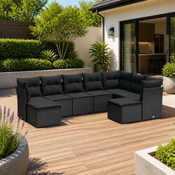 Stylish 9 Piece Outdoor Garden Sofa Set with Cushions