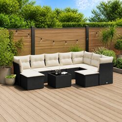 High-Quality 10 Piece Garden Sofa Set in Black
