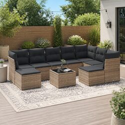 10 Piece Grey Modular Garden Sofa Set Outdoor Furniture